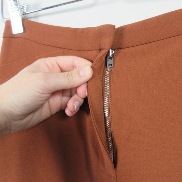 Aritzia Babaton Pants Women 6 Orange Flat Front High Rise Minimalist Flare 362 - Picture 5 of 11